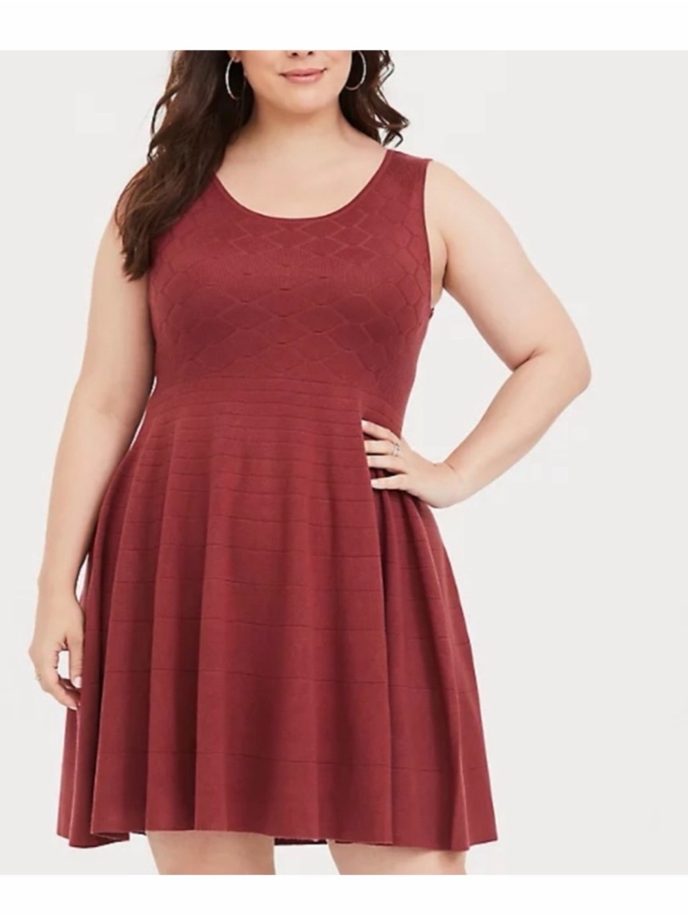 torrid Sleeveless Textured Knit Mini Dress in Burgundy